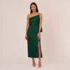 Adrianna Papell Satin Crepe One Shoulder Gown With Metal Ring Accent In Deep Forest -Adrianna Papell Shop AP1E210669 AH303 Regular Default