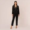 Adrianna Papell Long Sleeve Tuxedo Jumpsuit With Crystal Trim In Black 2 Adrianna Papell Long Sleeve Tuxedo Jumpsuit With Crystal Trim In Black -Adrianna Papell Shop AP1E210678 AA002 Regular Default