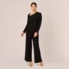 Adrianna Papell Embellished Jersey Jumpsuit With Asymmetric Neck In Black -Adrianna Papell Shop AP1E210682 AA002 Regular Default