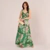 Adrianna Papell Floral Chiffon Tiered Gown With Ruffle Details In Green Multi 2 Adrianna Papell Floral Chiffon Tiered Gown With Ruffle Details In Green Multi -Adrianna Papell Shop AP1E210741 AA390 Regular Side