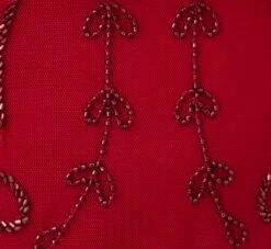 Adrianna Papell Beaded Scalloped Popover Gown With Short Sleeves In Cranberry -Adrianna Papell Shop AP1E210817 AD601 Regular Alternate