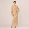 Adrianna Papell Scallop Beaded Cape Column Gown In Gold -Adrianna Papell Shop AP1E210818 AA038 Regular Default