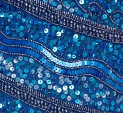 Adrianna Papell One Shoulder Beaded Column Gown With Draped Sleeve In Blue Horizon -Adrianna Papell Shop AP1E210904 AD402 Regular Alternate