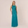 Adrianna Papell Beaded Halter Gown With Godet Skirt In Teal -Adrianna Papell Shop AP1E210908 AD473 Regular Default