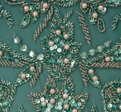 Adrianna Papell Beaded Mermaid Gown With Sheer Petal Sleeves In Green Slate -Adrianna Papell Shop AP1E210923 AA355 Regular Alternate