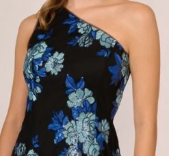 Adrianna Papell Floral Sequin One Shoulder Column Gown In Black Blue Multi 10 Adrianna Papell Floral Sequin One Shoulder Column Gown In Black Blue Multi -Adrianna Papell Shop AP1E210946 AP986 Regular Detail