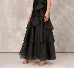 Tiered Trumpet Dress With Ruffles In Black 12 Tiered Trumpet Dress With Ruffles In Black -Adrianna Papell Shop MD1E202177 AA002 Regular Lifestyle