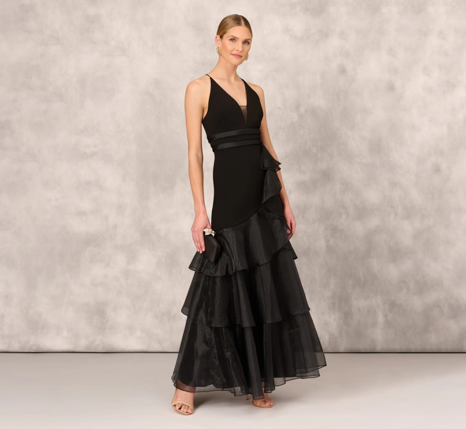 Tiered Trumpet Dress With Ruffles In Black 4 Tiered Trumpet Dress With Ruffles In Black - Image 2