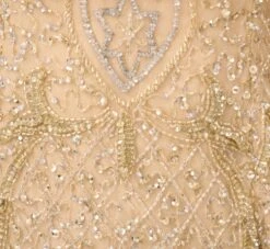 Beaded Cold Shoulder Gown With Popover Bodice In Light Gold 13 Beaded Cold Shoulder Gown With Popover Bodice In Light Gold -Adrianna Papell Shop MD1E202408 AA267 Regular Alternate