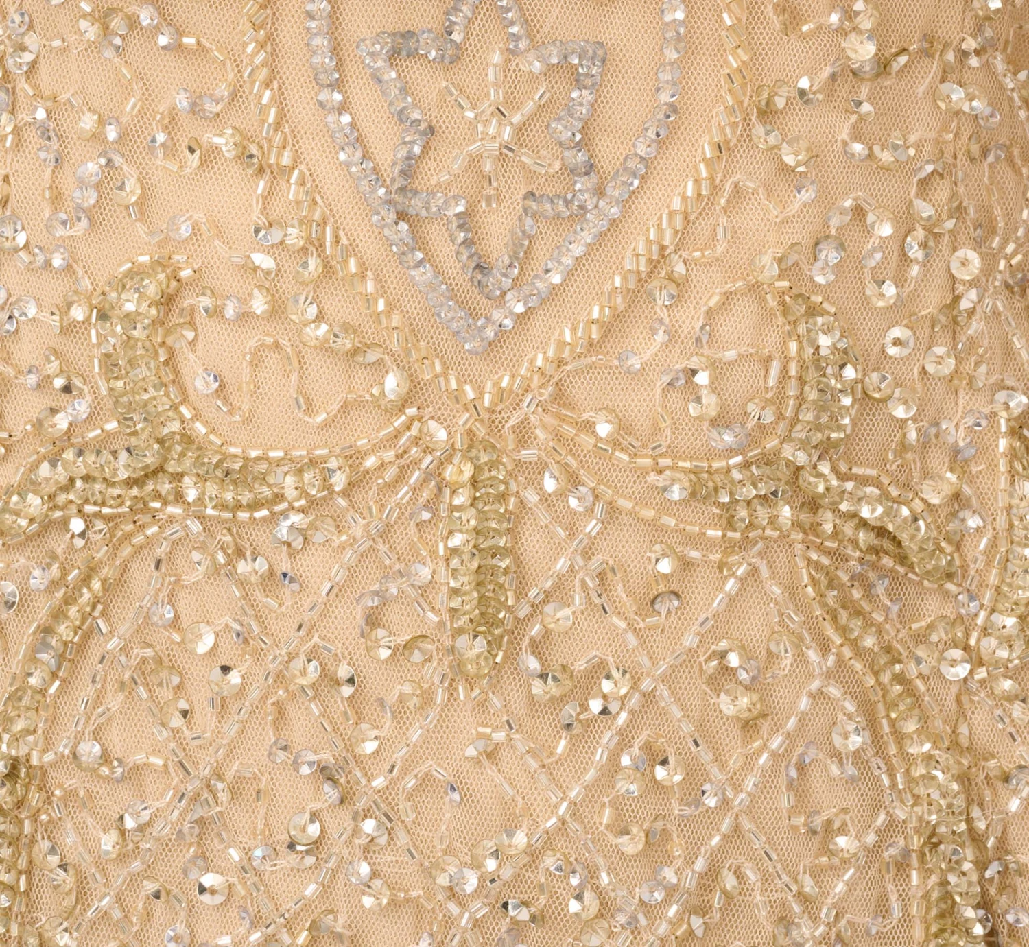 Beaded Cold Shoulder Gown With Popover Bodice In Light Gold 8 Beaded Cold Shoulder Gown With Popover Bodice In Light Gold - Image 6