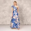 Floral Jacquard One Shoulder Ball Gown With Bow Accent In Royal Sapphire