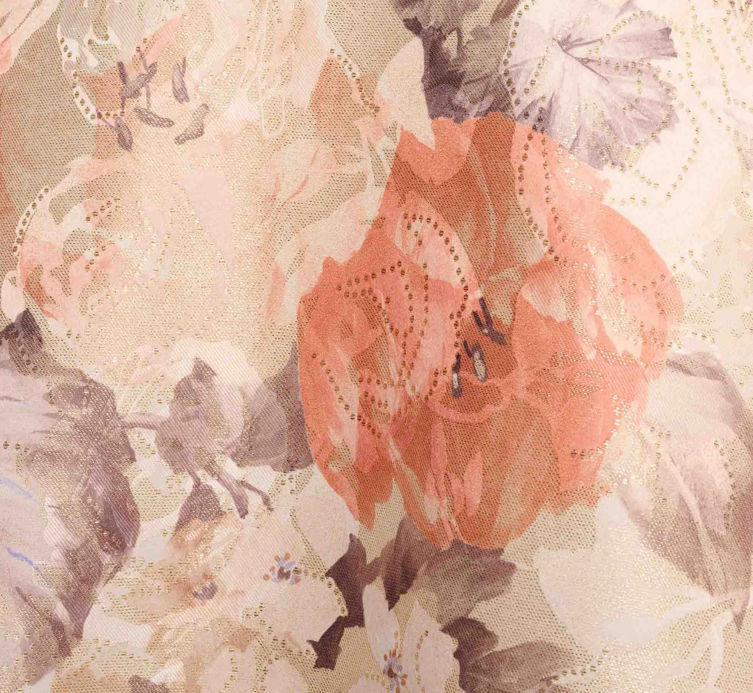 Off The Shoulder Printed Metallic Jacquard Ball Gown In Bronze Multi 9 Off The Shoulder Printed Metallic Jacquard Ball Gown In Bronze Multi - Image 7