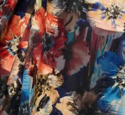 Floral Printed Metallic Organza Burnout One Shoulder Long Ball Gown With Pockets And Slit In Blue Multi -Adrianna Papell Shop MD1E207919 AA461 Regular Alternate