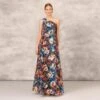 Floral Printed Metallic Organza Burnout One Shoulder Long Ball Gown With Pockets And Slit In Blue Multi 2 Floral Printed Metallic Organza Burnout One Shoulder Long Ball Gown With Pockets And Slit In Blue Multi -Adrianna Papell Shop MD1E207919 AA461 Regular Default