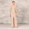 Hand Beaded Long Column Gown With Cape And Slit In Blush 2 Hand Beaded Long Column Gown With Cape And Slit In Blush -Adrianna Papell Shop MD1E207926 AA248 Regular Default