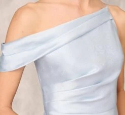 One Shoulder Asymmetrical Stretch Mikado Midi-Length Dress In Clear Water -Adrianna Papell Shop MD1E208036 AI453 Regular Lifestyle