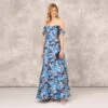 Off The Shoulder Floral Jacquard Gown In Blue Multi -Adrianna Papell Shop MD1E208165 AA461 Regular Side