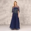 Beaded Strapless Gown With Sheer Removable Cape In Navy -Adrianna Papell Shop MD1E208169 AA412 Regular Default