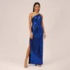 Asymmetrical Sequin Dress With Cutout Detail In Cobalt -Adrianna Papell Shop MN1E205074 AA422 Regular Default
