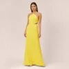 Stretch Crepe Long Halter Mermaid Dress With Cutouts In Lemon -Adrianna Papell Shop MN1E205112 AA733 Regular Default