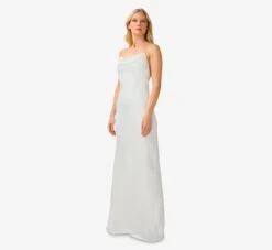 Satin Cowl Slip Gown In Ivory 9 Satin Cowl Slip Gown In Ivory -Adrianna Papell Shop MN1E206744 AC194 Regular Alternate
