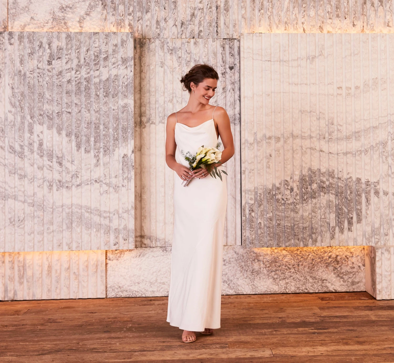 Satin Cowl Slip Gown In Ivory 7 Satin Cowl Slip Gown In Ivory - Image 5