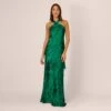 Metallic Chiffon Halter Gown In Green -Adrianna Papell Shop MN1E206963 AA310 Regular Default