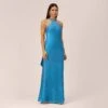 Metallic Chiffon Halter Gown In Ocean Dream 1 Metallic Chiffon Halter Gown In Ocean Dream -Adrianna Papell Shop MN1E206963 AB426 Regular Default