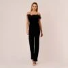 Feather Trimmed Strapless Velvet Jumpsuit In Black 1 Feather Trimmed Strapless Velvet Jumpsuit In Black -Adrianna Papell Shop MN1E207614 AA002 Regular Default