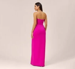 Stretch Crepe Long Column Gown With Sweetheart Neckline In Magenta -Adrianna Papell Shop MN1E207650 AA520 Regular Back