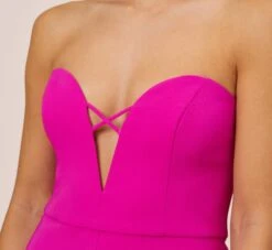 Stretch Crepe Long Column Gown With Sweetheart Neckline In Magenta -Adrianna Papell Shop MN1E207650 AA520 Regular Side