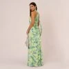 Foliage Printed Satin Gown With Halter Neckline In Green Multi -Adrianna Papell Shop MN1E208141 AA390 Regular Side