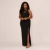 Plus Size Knit Crepe Sleeveless Column Gown With Cutout Neckline In Black -Adrianna Papell Shop MN1E208377 AA002 Plus Default