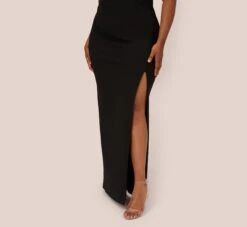 Plus Size Knit Crepe Sleeveless Column Gown With Cutout Neckline In Black 12 Plus Size Knit Crepe Sleeveless Column Gown With Cutout Neckline In Black -Adrianna Papell Shop MN1E208377 AA002 Plus Lifestyle