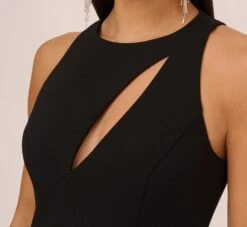 Knit Crepe Sleeveless Column Gown With Cutout Neckline In Black -Adrianna Papell Shop MN1E208377 AA002 Regular Detail
