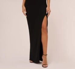 Knit Crepe Sleeveless Column Gown With Cutout Neckline In Black -Adrianna Papell Shop MN1E208377 AA002 Regular Lifestyle