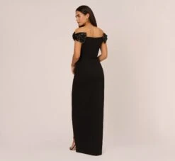 Stretch Crepe Off The Shoulder Gown With Sequin Bows In Black -Adrianna Papell Shop MN1E208598 AA002 Regular Back 91ddfa4f 942f 4d4e 82cb bfc3e56fca2f