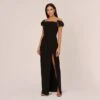 Stretch Crepe Off The Shoulder Gown With Sequin Bows In Black -Adrianna Papell Shop MN1E208598 AA002 Regular Default 8f98ba56 1e11 43e5 8ed1 a279aedfe80a
